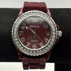 Burgundy & Silver Men's Watch